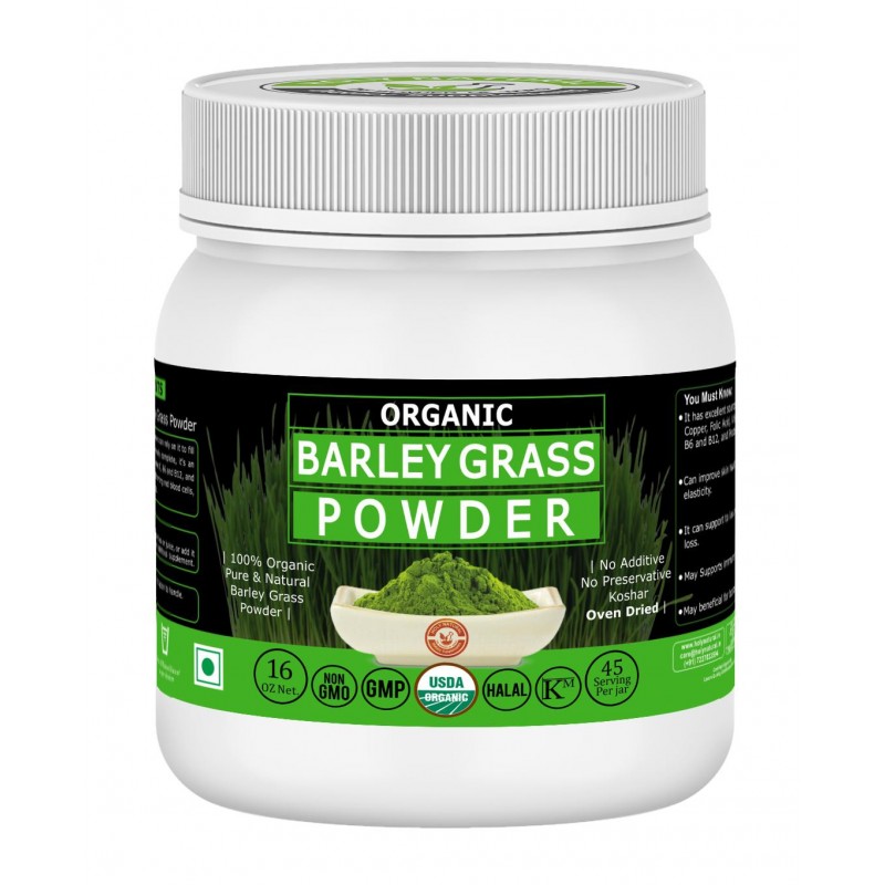 Organic Barley Grass Powder 454 GM, USDA Certified I 100 Pure